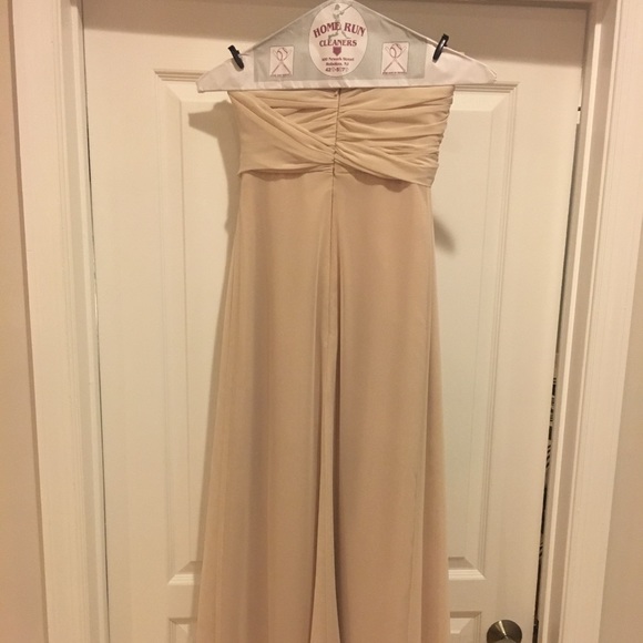 Champagne Strapless Chiffon Bridesmaids Dress - Picture 3 of 7
